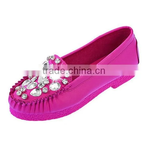 Flat Shoes With Round Soft Leather Low Shoes Women Diamond Peas Shoes photo-4