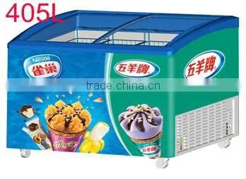 Best Seller Curved Double Door Sliding Glass Door Ice Cream Showcase Freezer photo-2