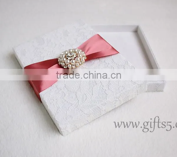 Luxury Handmade Wedding Invitation Card Box With Rhinestone photo-5