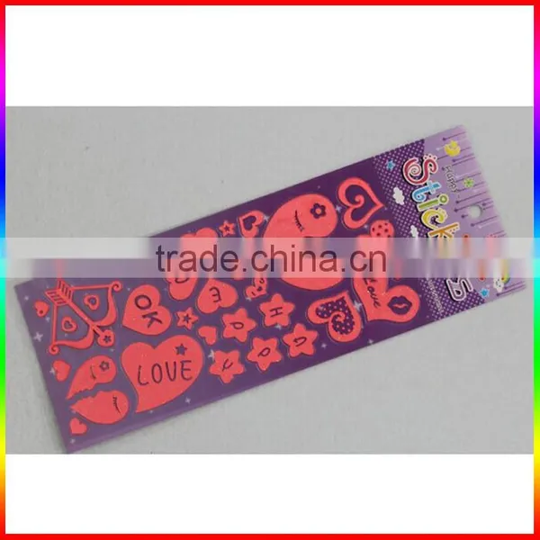 Red Flower and Heart Shape Fluorescence Paper Sticker photo-2