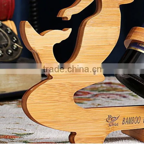 WR005/100% Bamboo Material Hot Sale Mermaid Shaped Folding Bamboo Red Wine Rack photo-5