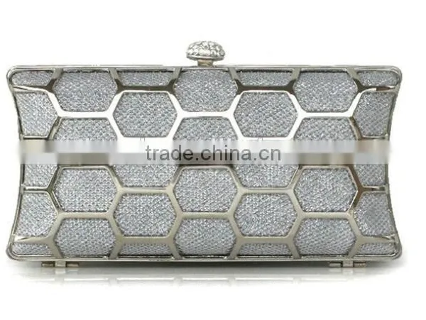 2014 Leather With Metal Mesh Evening Bags Evening Bags Fashion Clutch Evening Bag