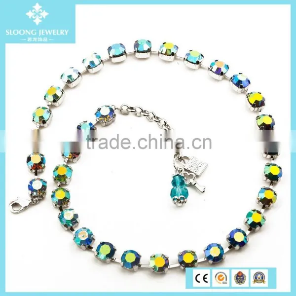 Hot Sale Rainbow Colors Crystal Beaded Statement Necklace photo-3