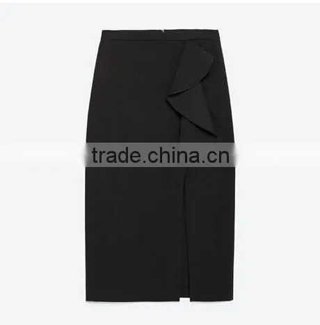 Guangzhou Supplier Famouse Brand Flouce Designer Black Straight Skirts 2015 Mature Women in Skirts photo-2