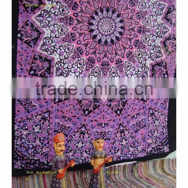 Twin Bedspread Cotton Printed Single Dorm Bed Cover Tapestries Indian Elephant Tapestry photo-2