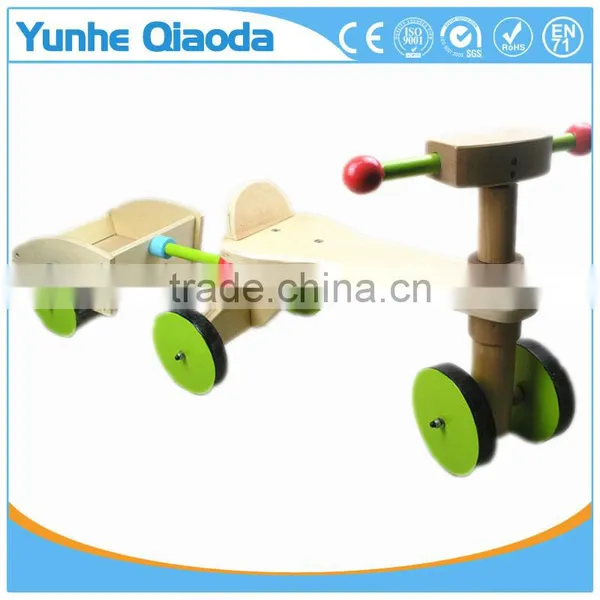 New Fashion Solid Wooden Kids Vehicle Ride on Toy Four-wheeler With Trailer photo-2