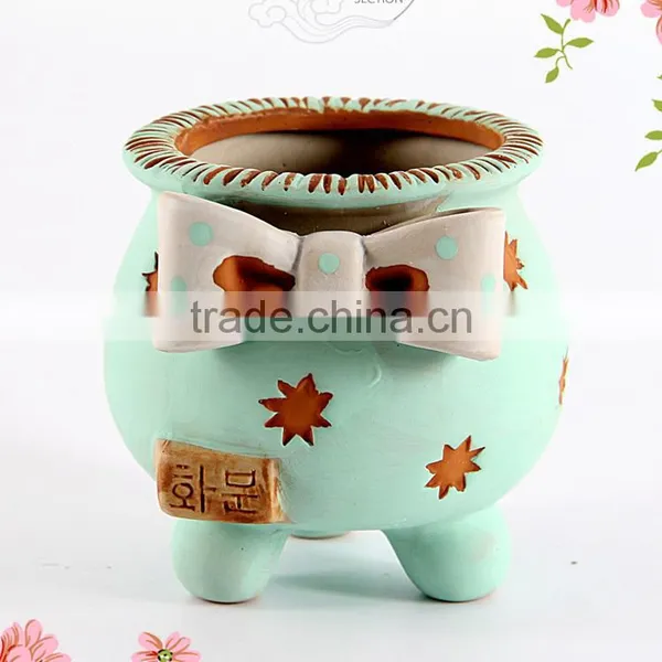 Korean Style Hand Painting Ceramic Small Decorative Flower Pots photo-3