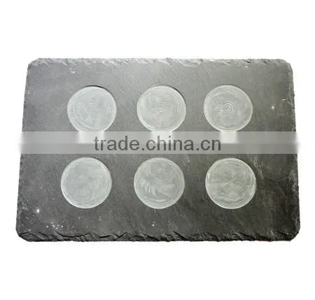 Rough Edge Slate Placemat With Glass Tumbler photo-3