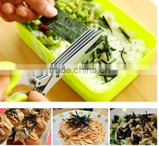 CY145 Herb Scissors Stainless Steel,Multipurpose Kitchen Shear With 5 Blades With Cleaning Brush photo-6
