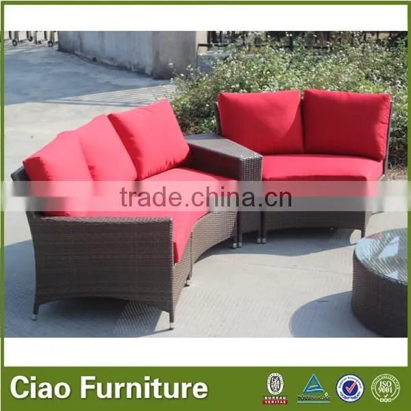 Outdoor Garden Furniture Rattan Round Sofa Sectional Sofa Set photo-5