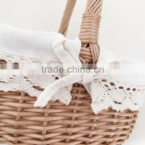 Handled Lining Natural Small Wicker Baskets Wholesale photo-3