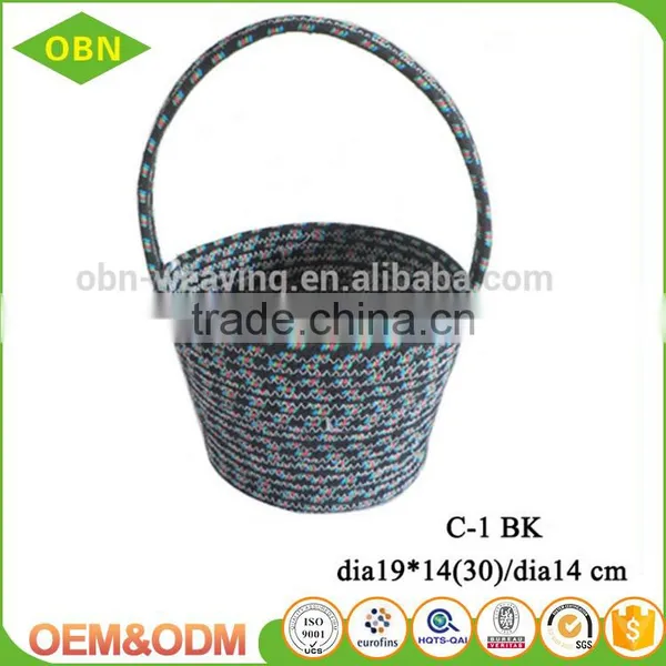 Personalized Cotton Cord Coiled Stylish Empty Easter Egg Storage Basket With Handle photo-3
