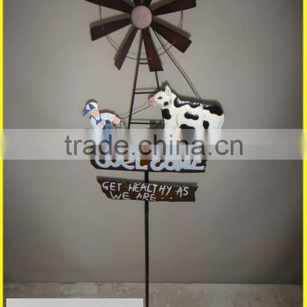 Wholesale Antique Welcome Sign Stand on Stakes With Metal Garden Decoration Windmill photo-2
