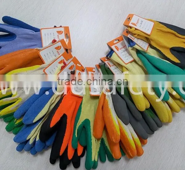 DDSAFETY 2017 Beige Cotton Knitted Gloves With Double Color Latex Coated Safety Gloves photo-6