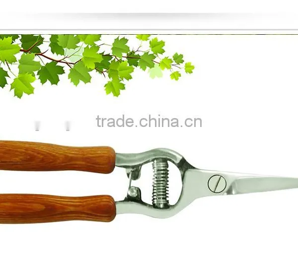 High Quality Polished Stainless Steel Garden Pruning Scissors With Wood Grip Handle photo-4