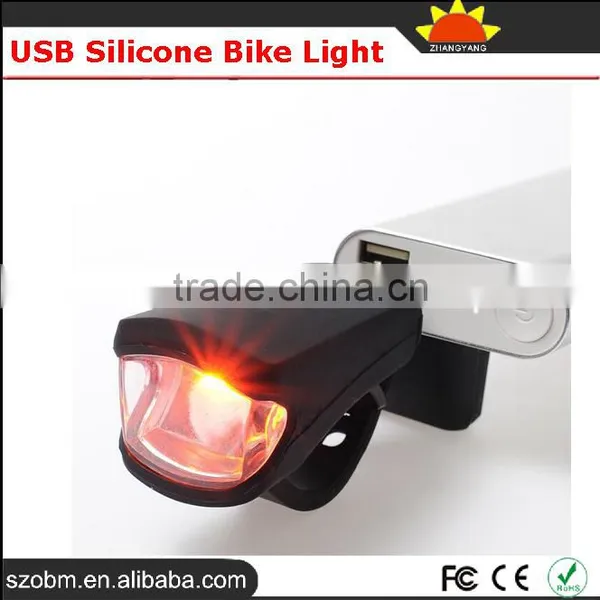 USB Rechargeable Front Headlamp Headlight Silicone Bike Light photo-4