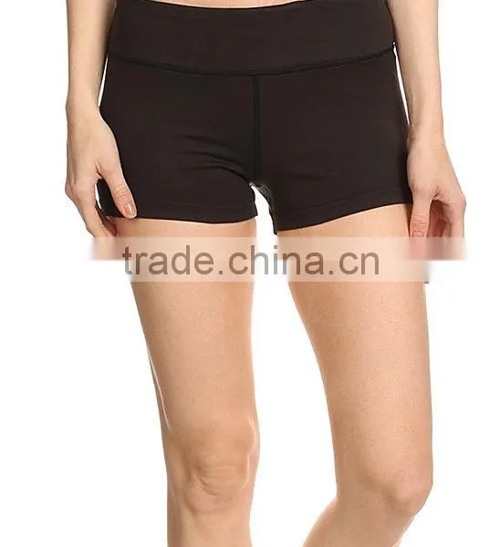 Running Shorts Black Women Wholesale Custom Made Plain Dyed Polyester Spandex Solid Sport Wear Shorts photo-2