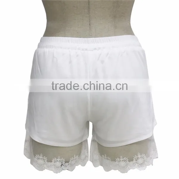 Fashion Women Casual Loose Solid Shorts Elastic Waist Lace Mid-waist Summer Shorts for Hot Sexy Girls Short Pants photo-6