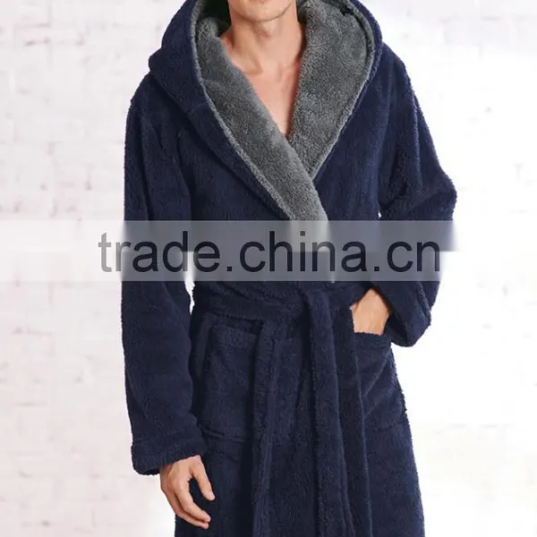 100% Polyester Shaggy Fleece Men's Robe, Men's Hoodies Bathrobe,fluffy Bath Robe photo-2