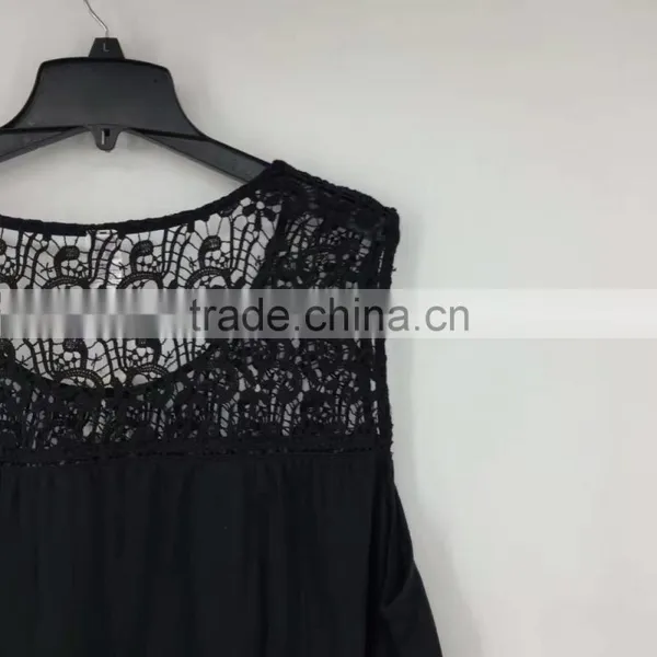 Yiwu Stock Apparel Women Cheap Price Black Lace T-shirt photo-6