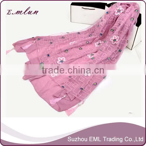 Wholesale Hot Design Lady Print Double Lace Scarf photo-5