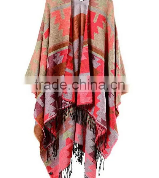 Special Design New Year Ladies Scarf Rhombus Shape Printed National Wind Women Muffle With Tassels photo-5