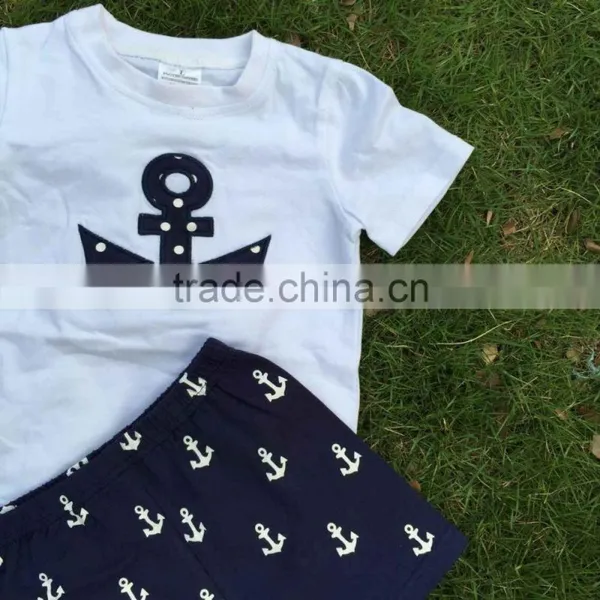 2015 New Arrival Anchor Print Shorts Boy Short Set Summer Short Outfit Sets photo-5