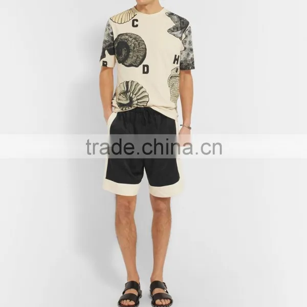 High Quality White and Black Satin Gym Training Sports Shorts for Mens photo-4