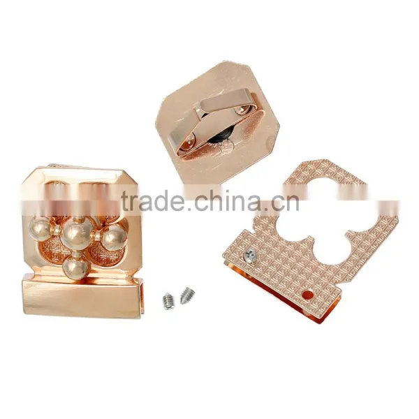 Light Golden Flower Purse Twist Lock,Hardware Turn Locks For Handbags photo-2