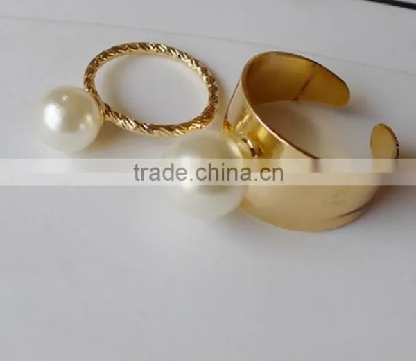 2Pcs/Set Gold Silver Pearl Stack Plain Band Midi Tip Finger Above The Knuckle Open Ring photo-2