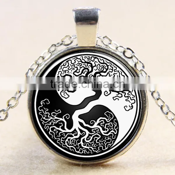 XP-TGN-LT-109 Newest Mandala Time Gemstone Diy Image Glass Cabochon Necklace In Alloy photo-2