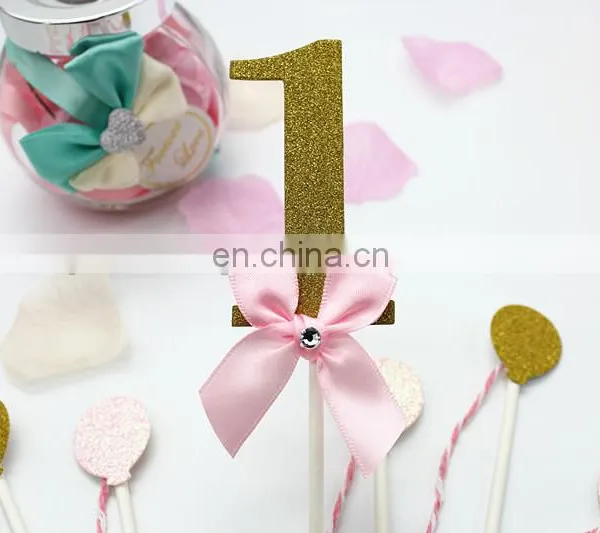 Unique Design Balloon Shape Baby 1 With Bow Birthday Cake Toppers photo-4