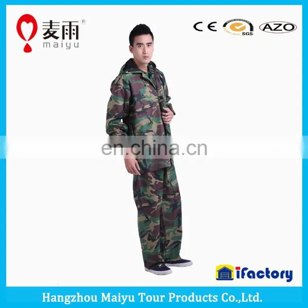 Maiyu Army Camo PVC Raincoat Rainsuit Military Raincoat photo-3