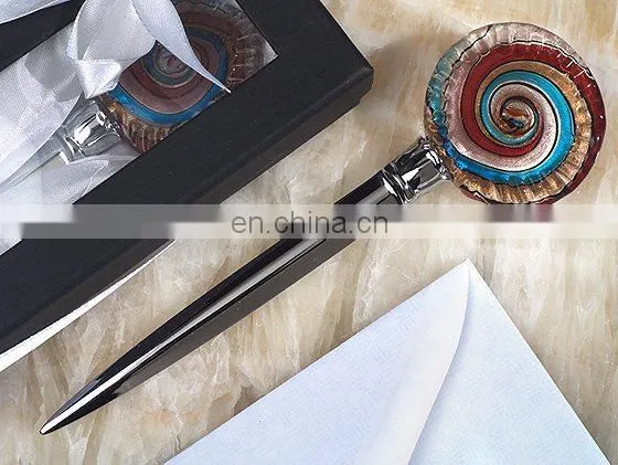 Art Deco Round Glass Letter Opener Favors