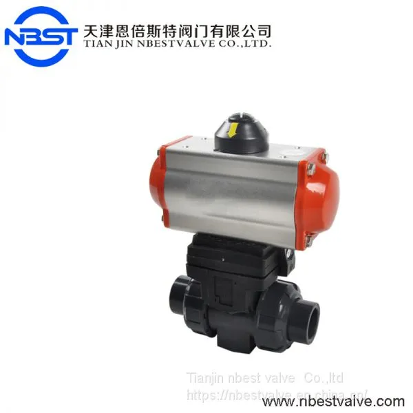 Factory Low Price Pneumatic Double Union UPVC PVC 2 Way Plastic Ball Valve photo-2