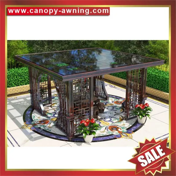 Modern Outdoor Park Garden Wood Style Aluminum Alu Gazebo Pavilion Pagoda Gloriette Canopy Awning Manufacturer photo-5