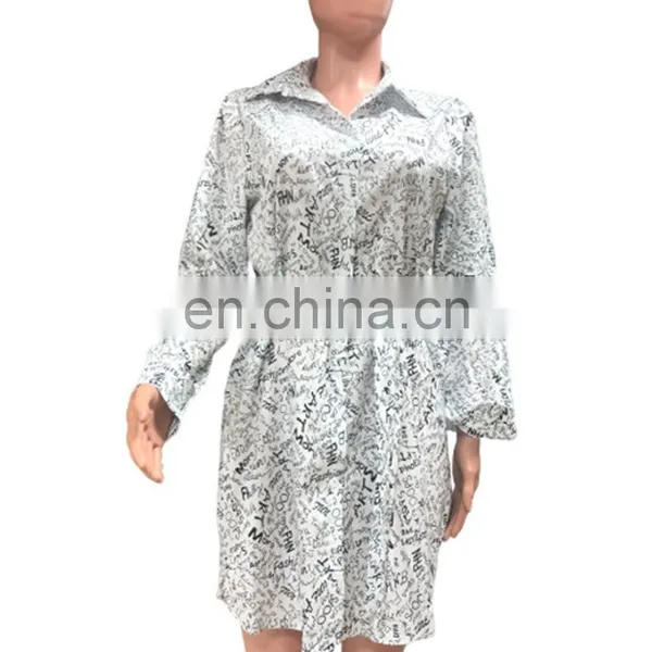 Print Waist Binding Casual Dresses Long Sleeve Dresses photo-4