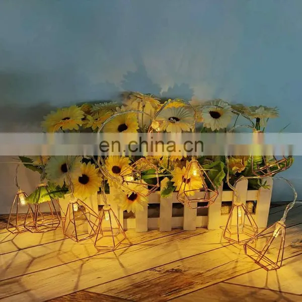 Battery Operated Diamond Shape Fancy Metal String Light For Home Holiday Decoration photo-2