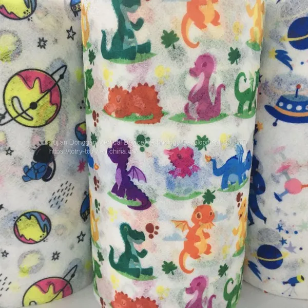 Manufacturers Mass Production of Pure Color Spunlaced Printing Non-woven Disposable Mask Cloth photo-3