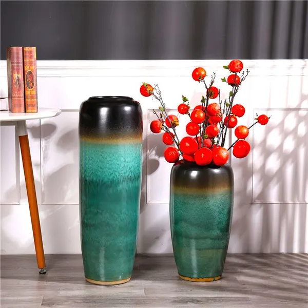 Chinese Countryside Hand Made Jingdezhen Large Green Ceramic Vase For Shopping Mall photo-2