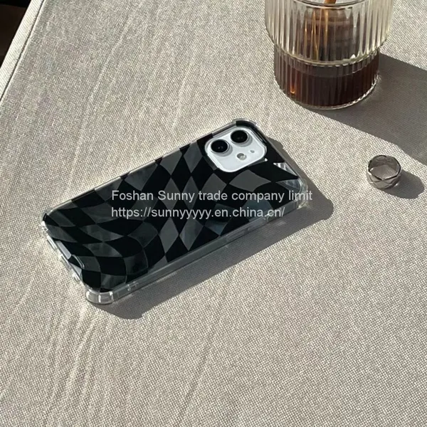 Bear Stand Irregular Checkerboard IPhone12ProMax Phone Case XS Apple 11 Retro Color 7/8p photo-3