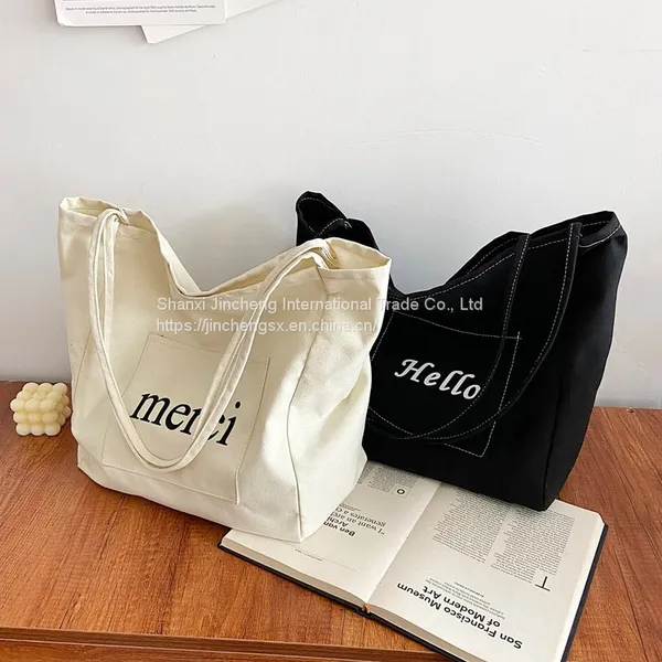 Eco Friendly Recycled Fashion Durable Large Capacity Shopping Cotton Tote Bags Custom Printed Logo photo-5