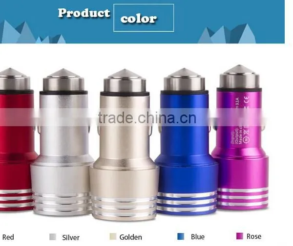 2015 Cell Phone Ipad Safety Hammer Car Charger With Metal Aluminum With Broken Window Hammer Design Function photo-2