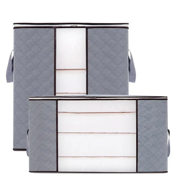Fabric Large Capacity Clothes Storage Bag for Quilt Blankets With Reinforced Handle