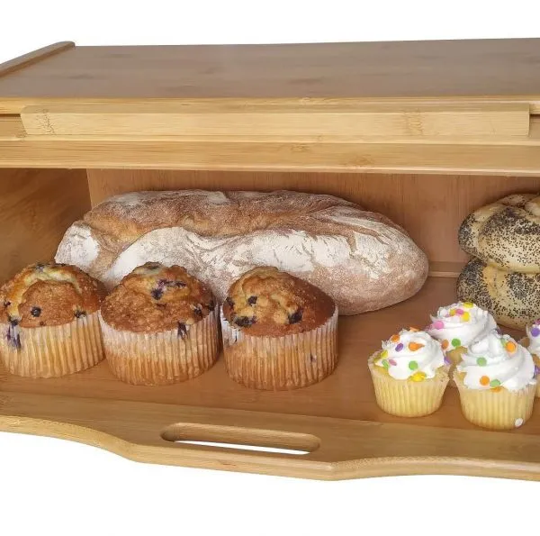 Bamboo Made Bread Box Food Home/Store Storage Box photo-2