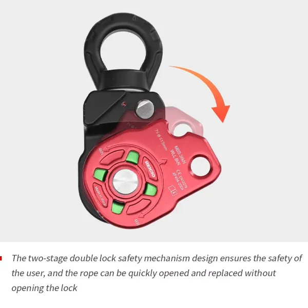 Outdoor Single and Double Pulley Rope Anti-knot Side Plate Pulley Climbing and Rock Climbing Rotating Ring Fixed Equipment photo-3