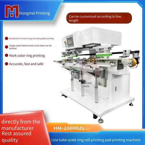 hongmei wire rope ring marking printing machine, 2.3-meter-long conduit marking ring pad printing machine for wire control brake cables