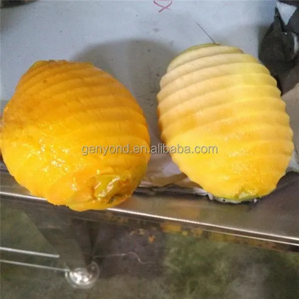 Shanghai Industrial Full Automatic PLC Stainless Steel Fruit Mango Peeling & Half-cut Pit Removing Machine Peeler Equipment photo-2