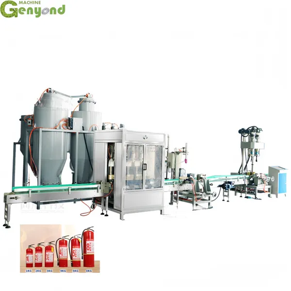 Automatic Dry Powder Carbon Dioxide Fire Extinguisher Filling Machine With Screw Cap and Labeling Machine