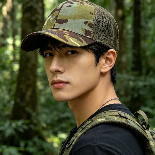 Multi Camo Ripstop Mesh Trucker Hat Curved Brim Breathable Outdoor Fishing Hunting Baseball Cap Custom Logo Wholesale photo-5